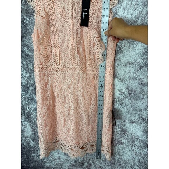 Lulus Dress Womens L Pink Embroidered Crochet Keyhole Ruffles Shift Cottage - Picture 7 of 11